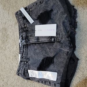 High waisted black jean shorts